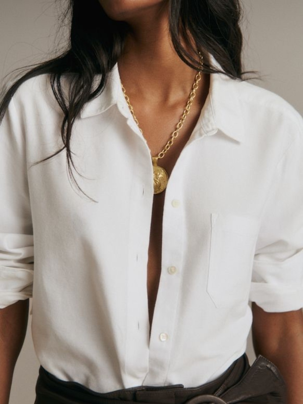 SEZANE White Classic Button-Down Shirt TOMBOY Pocket Cotton Startched Sz 34